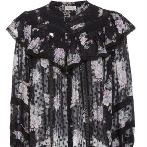 Loveshackfancy Erica noir Blouse S